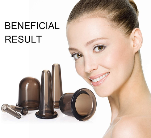 Black Silicone Cupping Vacuum Suction Lifting Facial Face Eyes Massage Cup