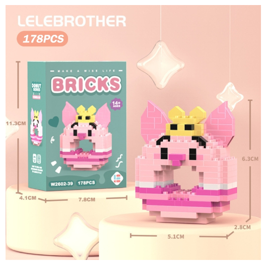Lboyu Cute Cartoon Donut Building Block Ornaments Compatible with Lego Children's Toys M29