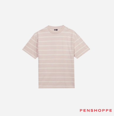 Penshoppe Modern Fit Striped Textured T-Shirt For Men (Blush)