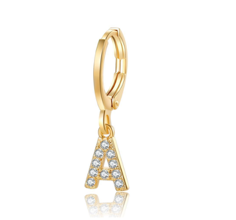 A-Z Letter Earrings Fashion Gold Plated Hoop Drop Earrings Diamond Stud Earrings Women's Jewelry A