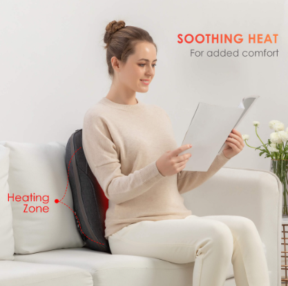 Comfier Cordless Back Massager with Heat Rechargeable Chair Shiatsu Massage Pad Portable Cushion Gifts