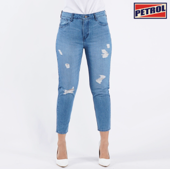 Petrol Ladies Basic Denim Boyfriend Jeans for Women Pants for Women Mid waist 146802 Light Shade