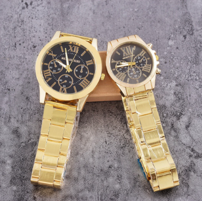 Stainless Steel Gold Couple Watch