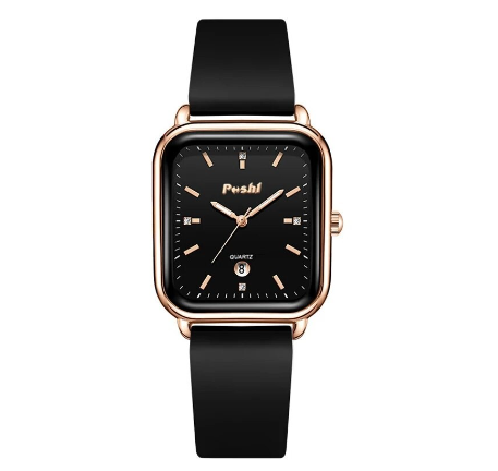 POSHI Fashion Square Rubber Ladies Watch Original Quartz Waterproof Watch for Women Sale Now Korean Style Fashion Casual Women F5