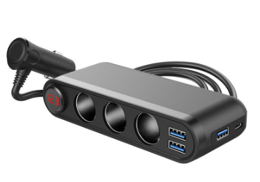 Seametal 12v 24v Car Charger 3-Socket Cigarette Lighter Splitter 18w Quick Charge Auto Adapter