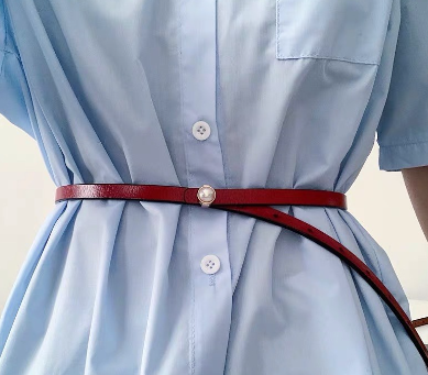 Fashion Pearl Female Wild With Sweater Dress Jacket Girdle Small Belt