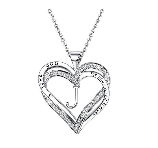 Clever Jewelry Letters Necklace A to Z Initial Heart Pendant Necklace Heart Necklace for Women Gift J