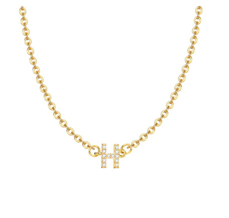 Vnox Initial Choker 18K Gold Letter A-Z Pendant Necklace Accessories for Women H