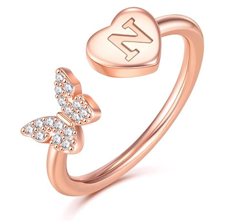 26 English letters Diamond ring Women's adjustable opening copper ring Jewelry N