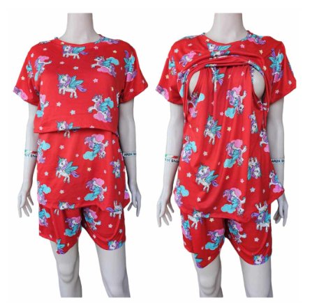 Breastfeeding and Maternity Terno Blouse and Shorts (New Printed Design) Freesize fits Small to XL MT10