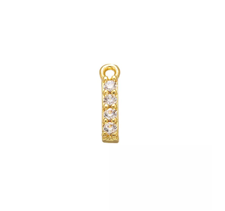Vnox 9x11.5mm Brass Cubic Zirconia Crystal 26 Letter Charms Pendants for Women Necklace Earring Jewelry Accessories I