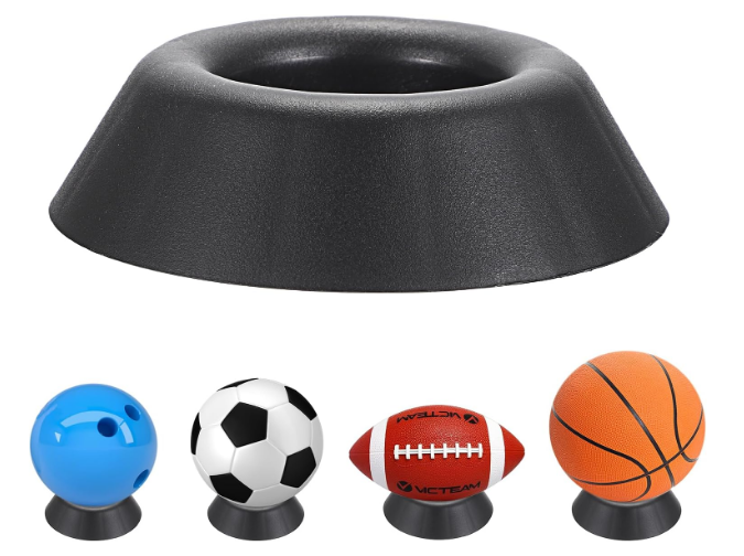 JUXYES Pack of 5 Black Bowling Ball Cup Bowling Ball Holder Stand, Plastic Ball Display Stand Memorabilia Ball Pedestal, Round Display Easel Stands for Basketball, Football, Soccer, Volleyball, Softba