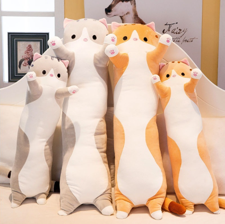50-130cm Long Cat Plush Toy Cute Stuffed Toy Cat Plushie Pillow Children Baby Kid Birthday Gift