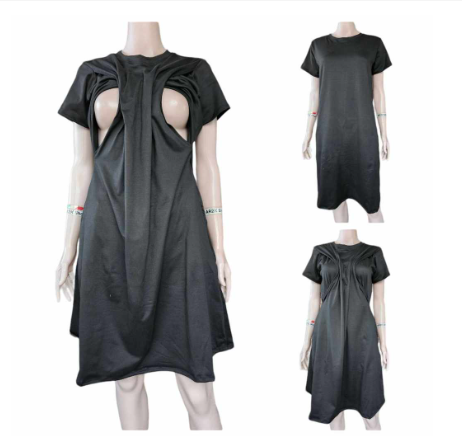 Nursing Breastfeeding and Maternity Dress Fits M-XL with Side Pockets & Discreet Side Opening MD5