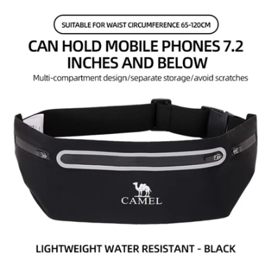 Camel Crown Outdoor Running Sports Waterproof Waist Bag, Reflective Strip Design Chest Bag