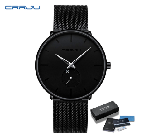 CRRJU Men's Watch Original Brand Ultra thin Sports Fashion Business Simulation Quartz Stainless Steel Waterproof 2150 M011