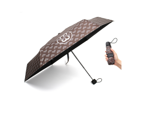 MICHAELA Heart Print Pocket Umbrella 5 Fold 7.5 inch Umbrella for Light Rain Gentle Wind