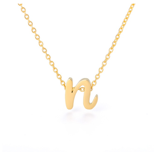 Maxzone Tiny Initial Letter Necklaces For Women Stainless Steel Old English Letter Vintage Necklace Boho Birthday Gothic Jewelry Gift N