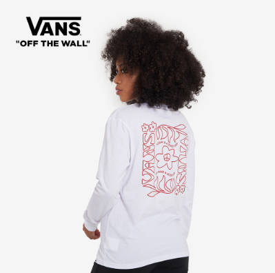 Vans Good Day Long Sleeves White Tee For Womens