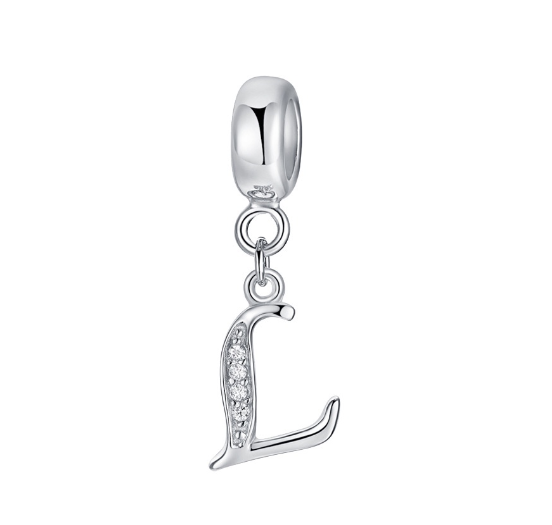 26 English Letter Pendants Suitable For Pandora Bracelet DIY Necklace 925 Silver-Plated Charm Simple Fashion Jewelry Pendant L