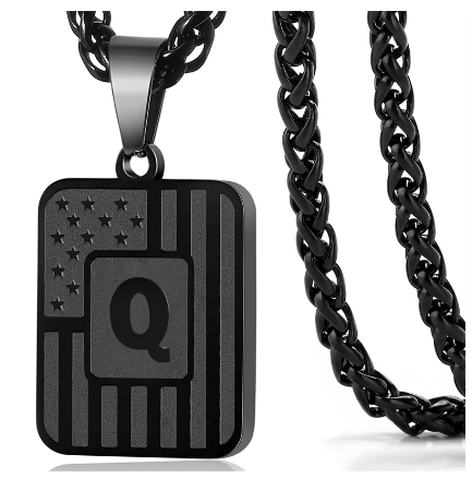 Gun Black 26 Letter Square Plate Stainless Steel Pendant Necklace Fashion Men's and Women's Jewelry Wholesale Q