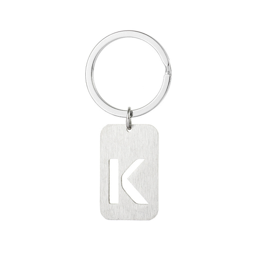 1Pcs Simple Stainless Steel 26 Letter Keychains Fashion Sliver Color Initials Keyrings Handbag Charms Ornaments Souvenir Gifts K