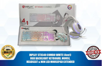 INPLAY STX540 COMBO WHITE (4en1) RGB BACKLIGHT KEYBOARD, MOUSE, HEADSEAT & NON LED MOUSEPAD EXTENDED