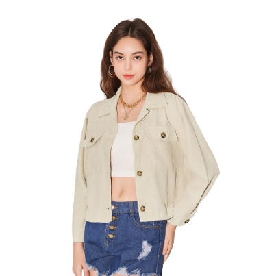 Lovito Women Button Front Pocket Collar Button-Embellished Jacket L59ED074 (Apricot)
