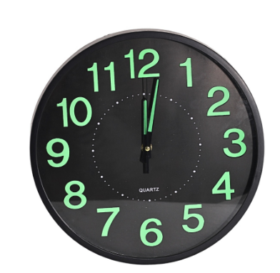 Edge 30cm Glow in The Dark Clock Luminous Numerals and Hands, Lighted Wall Clock Decoration