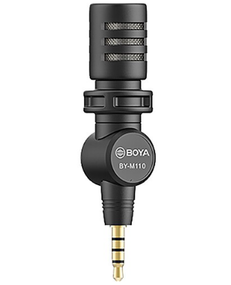 Boya BY-M110 Ultracompact Condenser Microphone with 3.5mm TRRS Plug for Smartphones, Tablets, Laptop