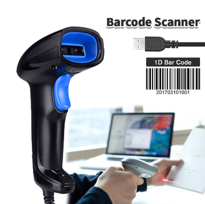 Handheld Barcode Scanner Wired Scanner Plug & Play Portable 1D Bar Code Scanner Reader For POS