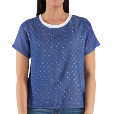RRJ Basic Woven Ladies Boxy Fitting Shirt Rayon Fabric Trendy fashion Woven for Ladies 128368 (Blue)