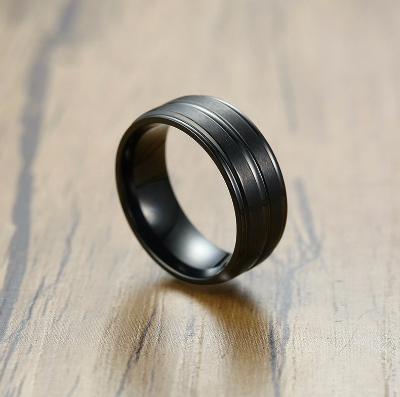 Black Stainless Steel Band Ring