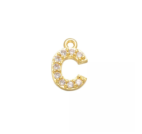 Vnox 9x11.5mm Brass Cubic Zirconia Crystal 26 Letter Charms Pendants for Women Necklace Earring Jewelry Accessories C