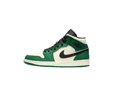 Jordan Air Jordan 1 Mid Durable Mid-Top Retro Basketball Shoes, Men, White & Green, 852542-301