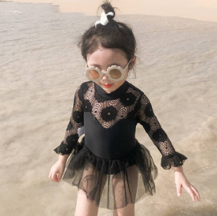 Girls Swimsuit Summer New Style Baby Girl Korean Style Lace One-Piece Dress Swimsuit