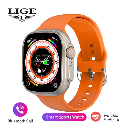 LIGE Smart Watch Men ORANGE