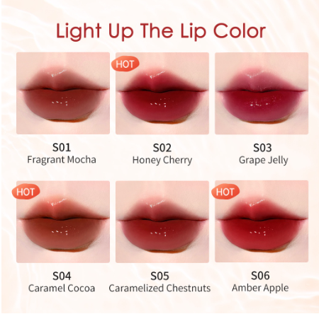 FOCALLURE New Water Gloss Lip Tint Non-sticky Lock Color Long-lasting Watery Jelly Crystal Clear Bouncy Lipstick Make Up