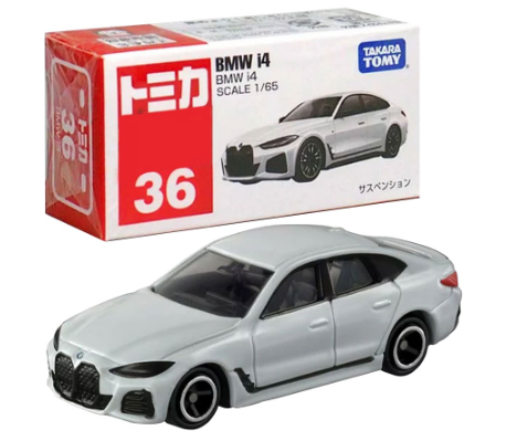 Tomica No. 36 BMW i4 White 1:65 Die-cast Vehicle