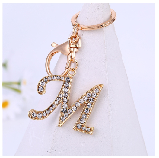 New A-Z 26 Letter Key Chains Stainless Steel Keychain Charm Fashion Accessories Key Ornaments M