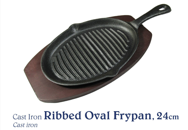 Chef's Classics Cast Iron Ribbed Oval Frypan, 24cm