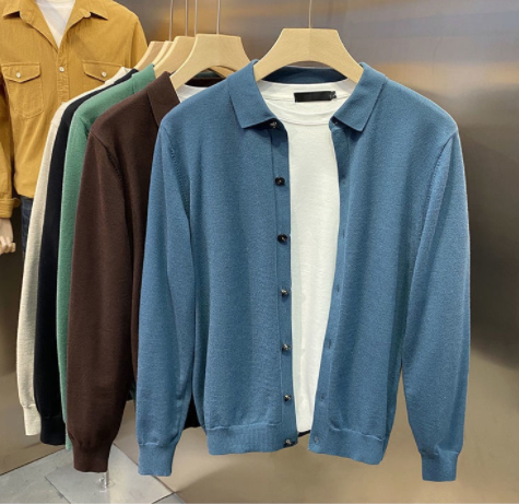 Cardigan Men Plus Size Fashion Casual Korean Version Sweater Slim Fit Lapel Jacket