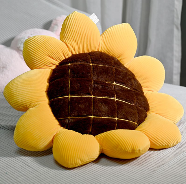 Sunflower Plush Flower Shaped Pillow Sun Flower Cushion Kawaii Chair Stuffed Cat Pet Mat Home Room Car Decoration Present Gift
