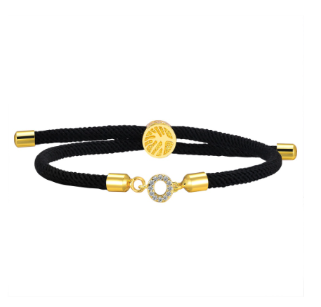 Vnox Zircon Cubic A-Z Initial Letter Women Bracelet Tree of Life Adjustable Rope Bracelet for Women Jewelry Gift O