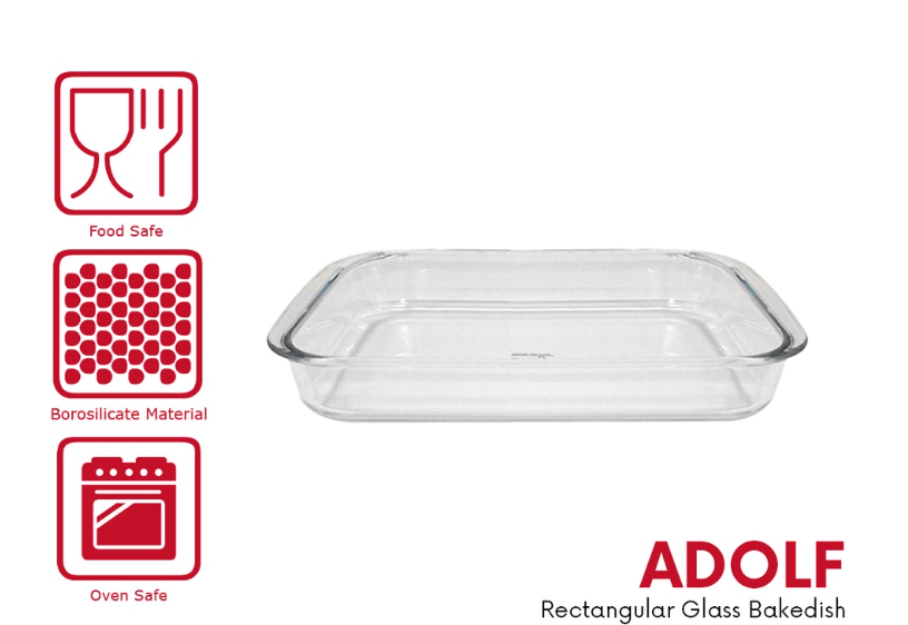 Omega Houseware Adolf Rectangular Glass Bakedish
