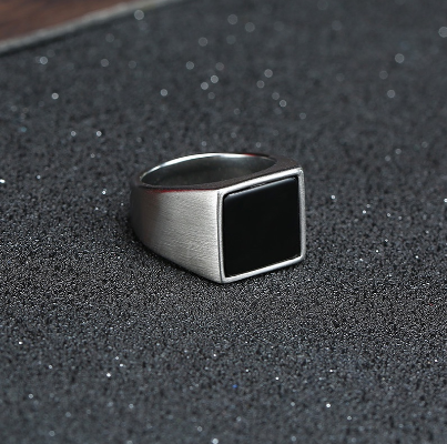 Silver Ring for Men Black Stainless Steel Rings