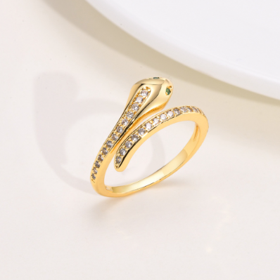 Snake Opening Adjustable Ring Gold Plated Vintage Rings for Women