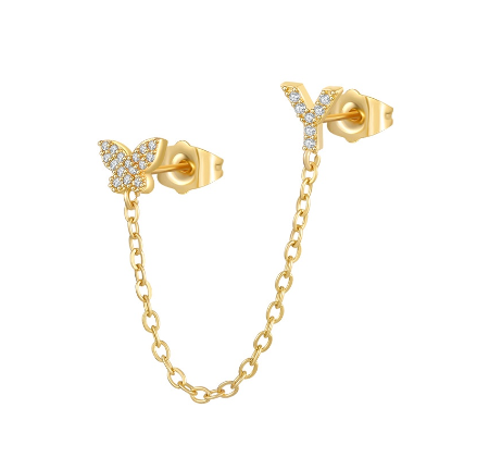 Minimalist Style Fashion Tassel Butterfly Letter Combination Earrings 26 English Letter Earrings Earrings Earrings Y