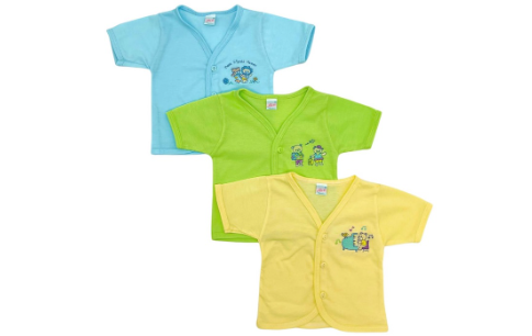San-ai Infant Newborn Baby Boy Short Sleeve Front Buttton with Embroidery Design 3 in 1