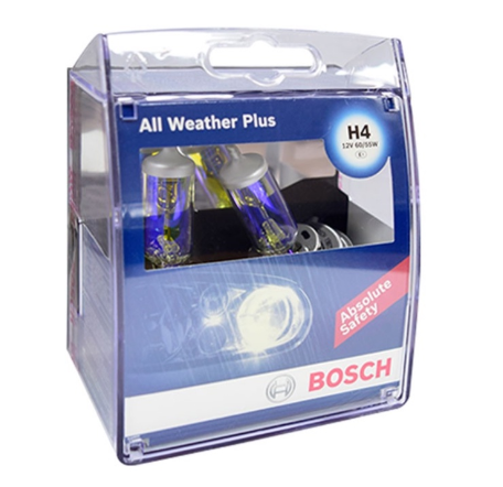 Bosch H4 All Weather Plus (SET of 2) 60/55W 12V Halogen Bulb 2800K 9003 HB2 12V P43t Auto Headlight